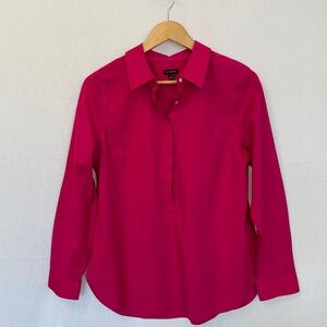 TALBOTS Size 12 Pop Over Tunic Blouse Magenta Pink Cotton